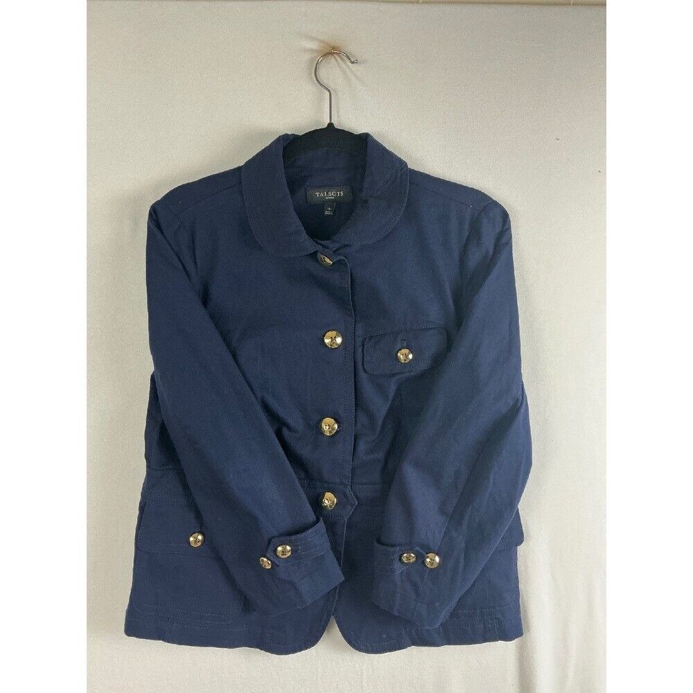 Talbots Blazer Women's 14 Petite Jacket Gold Button Peter Pan Collar